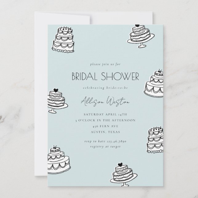 Vintage Cake Bridal Shower Invitation Inbjudningar (Framsida)
