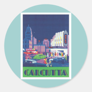 Vintage Calcutta Kolkata Indien Runt Klistermärke
