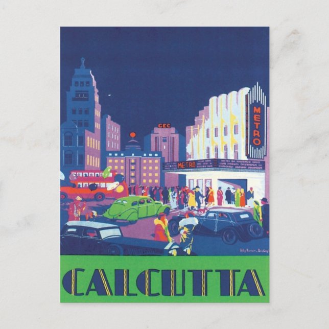 Vintage Calcutta Kolkata Indien Vykort (Framsida)