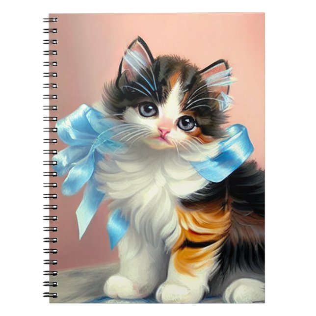 Vintage Calico Kitten Illustration Anteckningsbok (Framsidan)