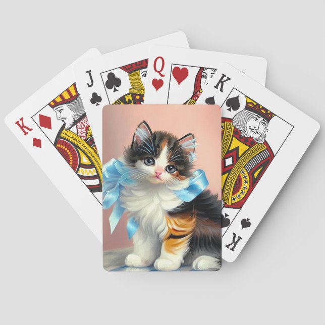 Vintage Calico Kitten Illustration Casinokort (Baksidan)