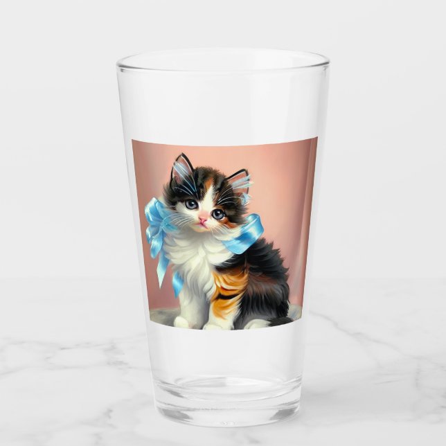 Vintage Calico Kitten Illustration Glaskopp (Framsida)