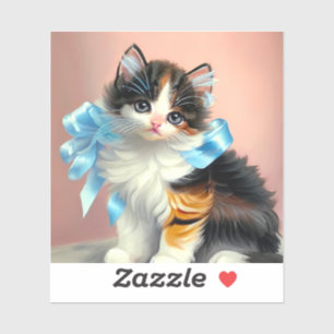 Vintage Calico Kitten Illustration Klistermärken