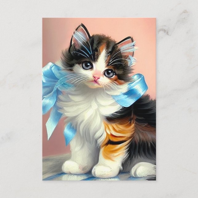 Vintage Calico Kitten Illustration Tilläggskort (Framsida)