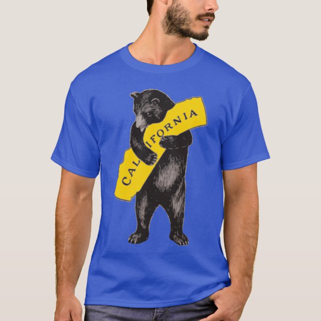 Vintage California Bear Hug Illustration T Shirt (Framsida)