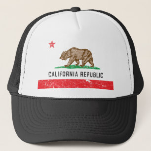 Vintage California Flagga Truckerkeps
