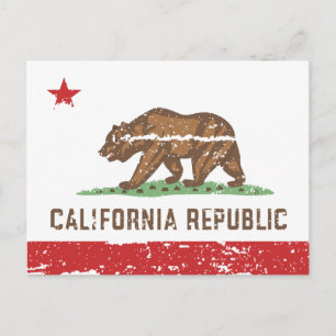 Vintage CALIFORNIA Flagga Vykort
