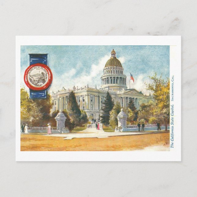 Vintage California Huvudstad med Seal Vykort (Framsida)