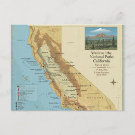 Vintage California National Parks Map Art Helg Vykort