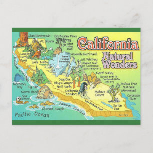 Vintage California Naturliga Underverk Vykort