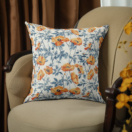Vintage California Poppies Kudde