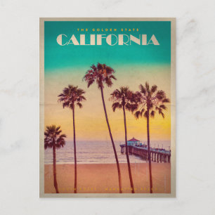 Vintage California Sunset Beach Vykort