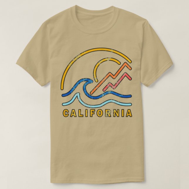 Vintage California Surfa Sticker T Shirt (Design framsida)