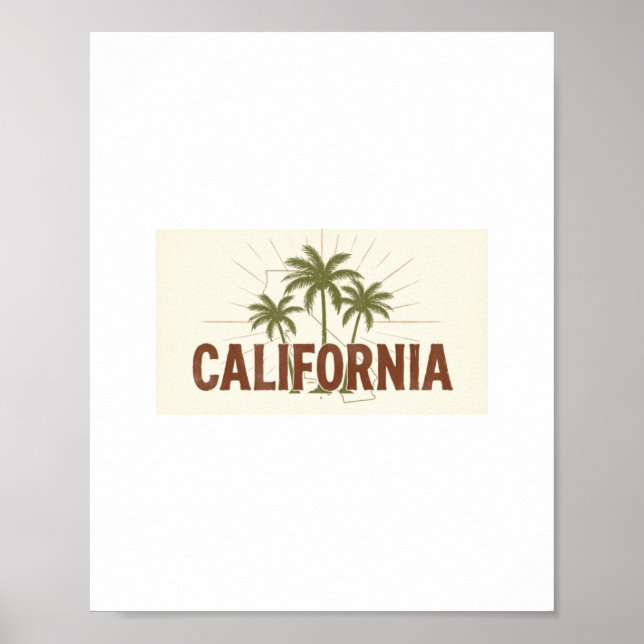 Vintage California Sweatshirt | Retro Palmträd St Poster (Framsidan)