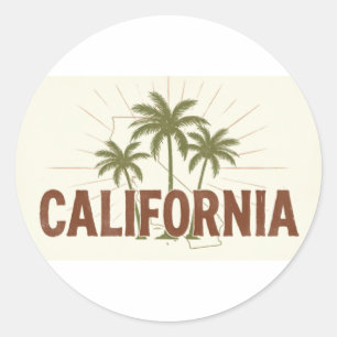 Vintage California Sweatshirt Retro Palmträd St Runt Klistermärke