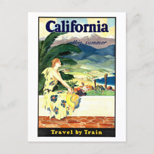 Vintage California Tåg Travel Poster Vykort