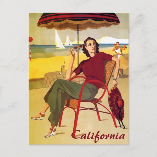 Vintage California Travel Postcard Vykort (Framsida)