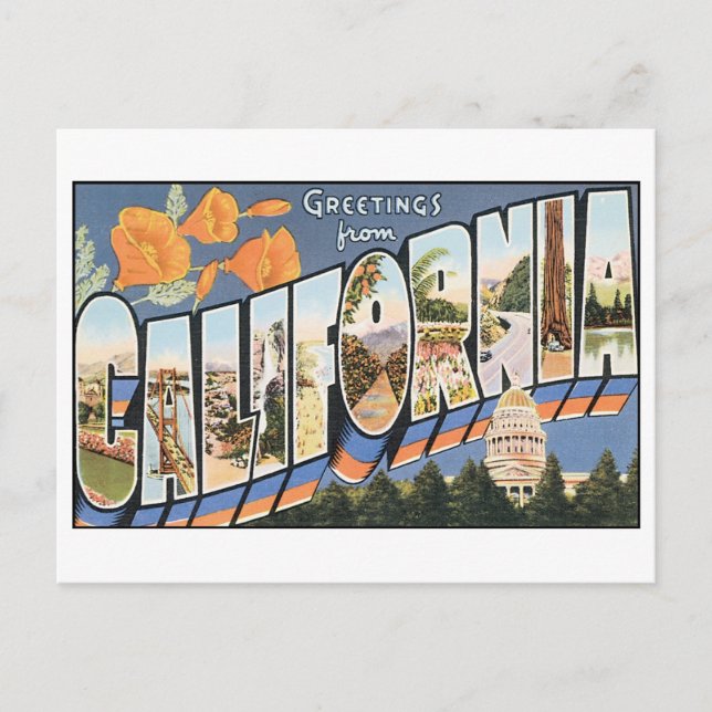 Vintage California vycard Vykort (Framsida)