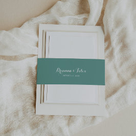 Vintage Calligraphy Grönt Bröllop Band För Inbjudningskort