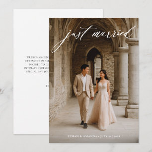 Vintage Calligraphy Ny gifta Photo Elopement Meddelande