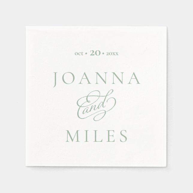 Vintage Calligraphy Sage Simple & Elegant bröllop Pappersservett (Framsidan)