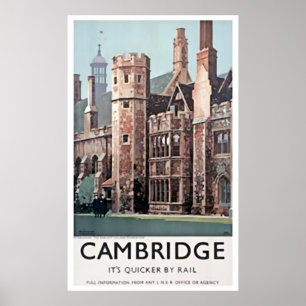 Vintage Cambridge England Universiteten Art Print Poster