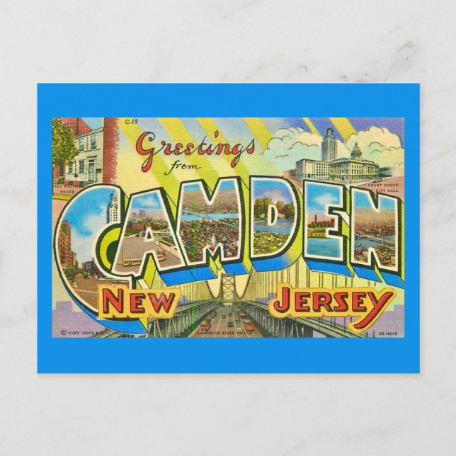 Vintage Camden New Jersey vykort (Framsida)