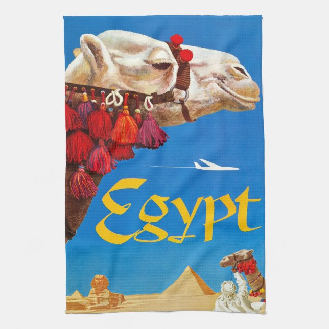 Vintage Camel och Pyramids Kökshandduk (Vertikal)