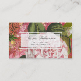 Vintage Camellia Blommigt Collage Visitkort