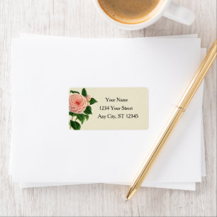 Vintage Camellia Botanical Adressetikett