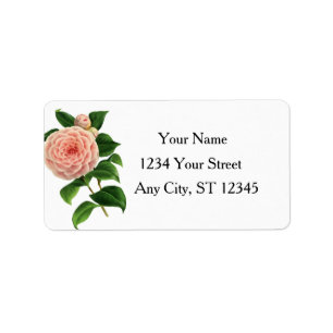 Vintage Camellia Botanical Adressetikett