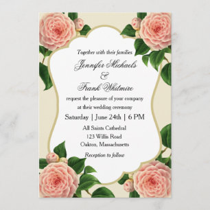 Vintage Camellia Botanical Inbjudningar
