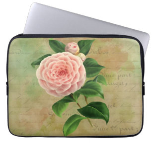 Vintage Camellia Fransk Botanical Laptop Fodral