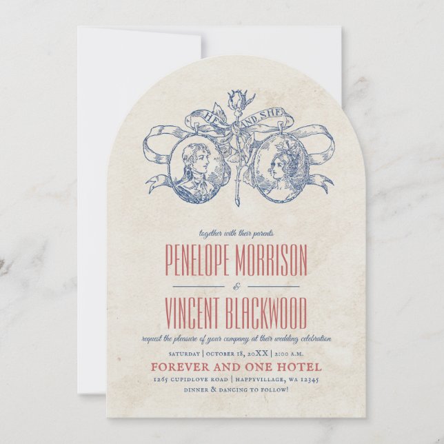 Vintage Cameo Love Wedding Invitation Inbjudningar (Framsida)