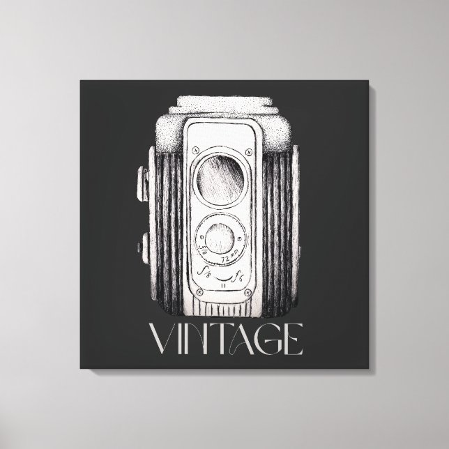 Vintage Camera Black Canvastryck (Framsida)