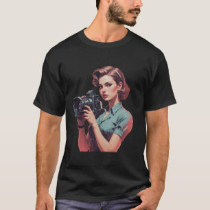 Vintage Camera Girl, T-Shirt För manar and Women.