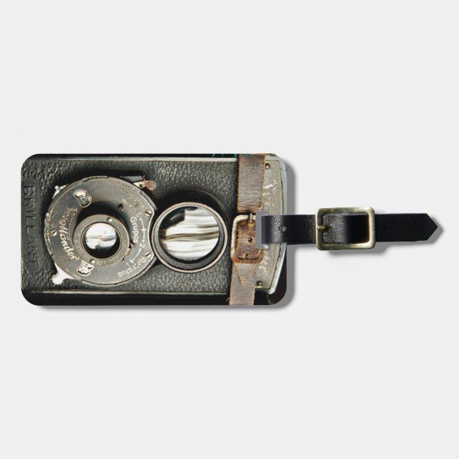 Vintage Camera Luggage Tag Bagagebricka (Horisontell Framsida)
