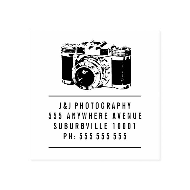 Vintage Camera Photograf Rubber Frimärke Stämpel (Tryck)