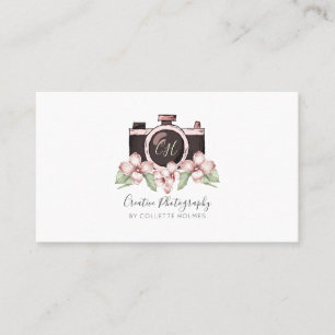Vintage Camera Rosa Grått Blommigts Fotograf Visitkort