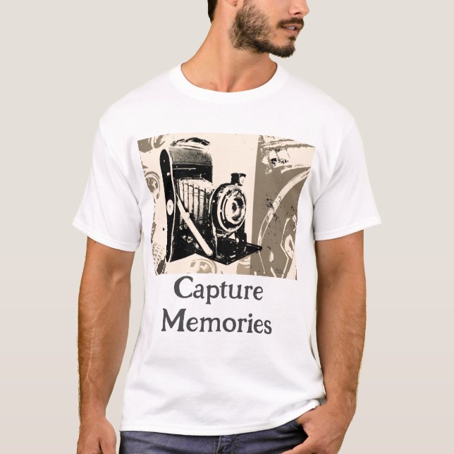 Vintage Camera Slogan Personalize T Shirt (Framsida)
