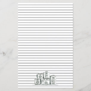 Vintage Cameras Black Led Brev Stationery