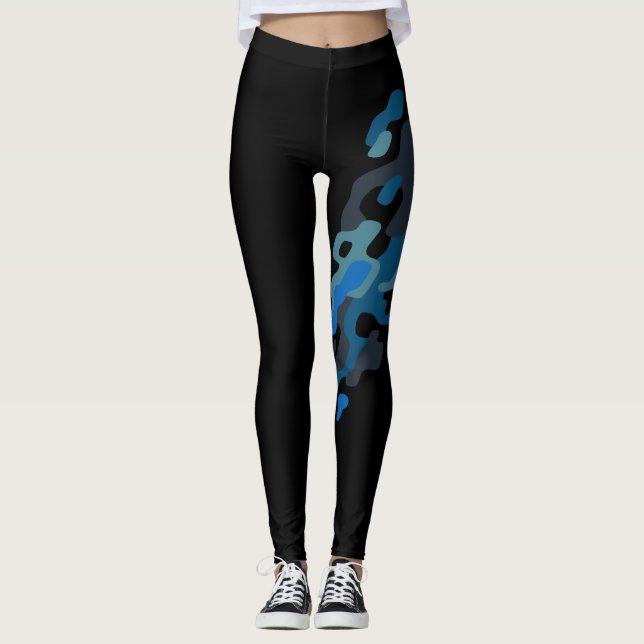 Vintage Camo Camouflage Streak Blue Leggings (Framsida)