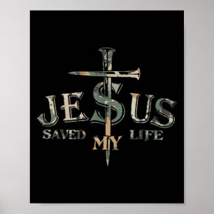 Vintage Camo Jesus Kor Kristus räddade min livsoff Poster