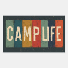 Vintage Camp Livsstil Typografi Rektangulärt Klistermärke
