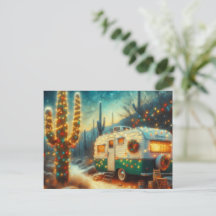 Vintage Camper jul i Desert Saguaro Cactus