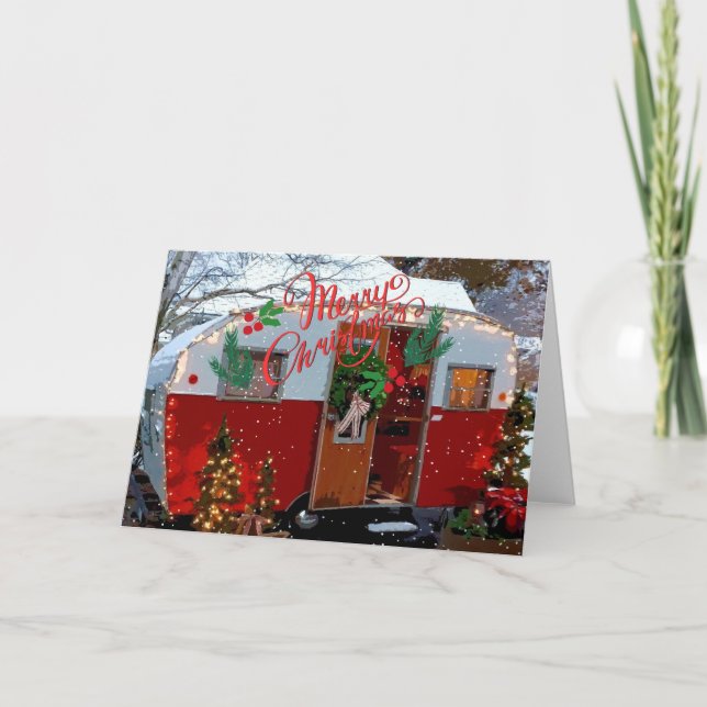 Vintage Camper-jul Kort (Framsida)