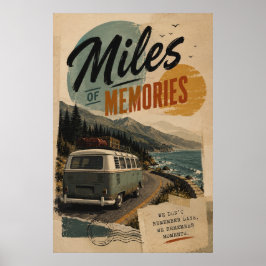 Vintage Camper Kustvägsresa Minnen Poster