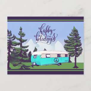 Vintage Camper med Gräs Helgdag vykort