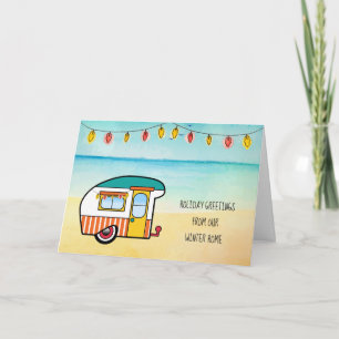 Vintage Camper on Beach Winter Adress jul Kort
