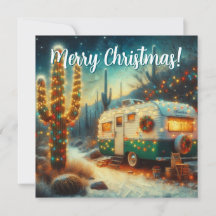 Vintage Camper Saguaro Cactus julkort